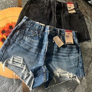 Bundle Levi's Blue  Jean  and black Shorts High-Waisted Distressed  4 pc